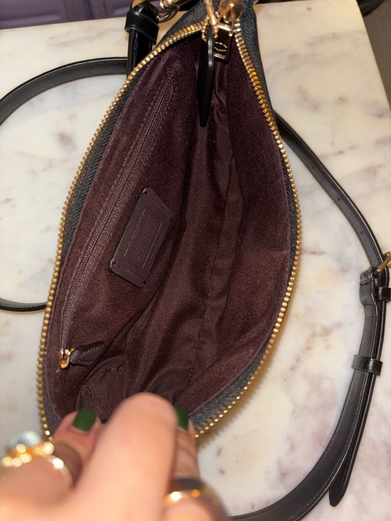 COACH Charlotte Black Croc-Embossed Leather Shoulder Bag - Picture 3 of 3